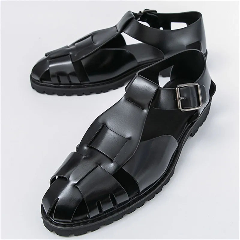 Summer Fashion New Men Gladiators Gold Buckle Platform Casual Shoes Breathable Beach Sandals Outdoor Slippers Plus Size