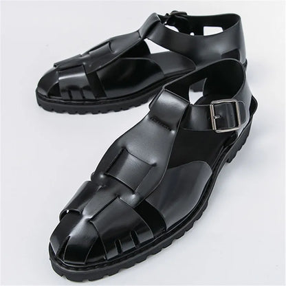 Summer Fashion New Men Gladiators Gold Buckle Platform Casual Shoes Breathable Beach Sandals Outdoor Slippers Plus Size