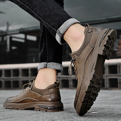 Solid Color Casual Board Shoes Versatile Trendy Sports Sneakers Fashion Lace Up Mens Oxford Shoes Retro Style Male Business Shoe