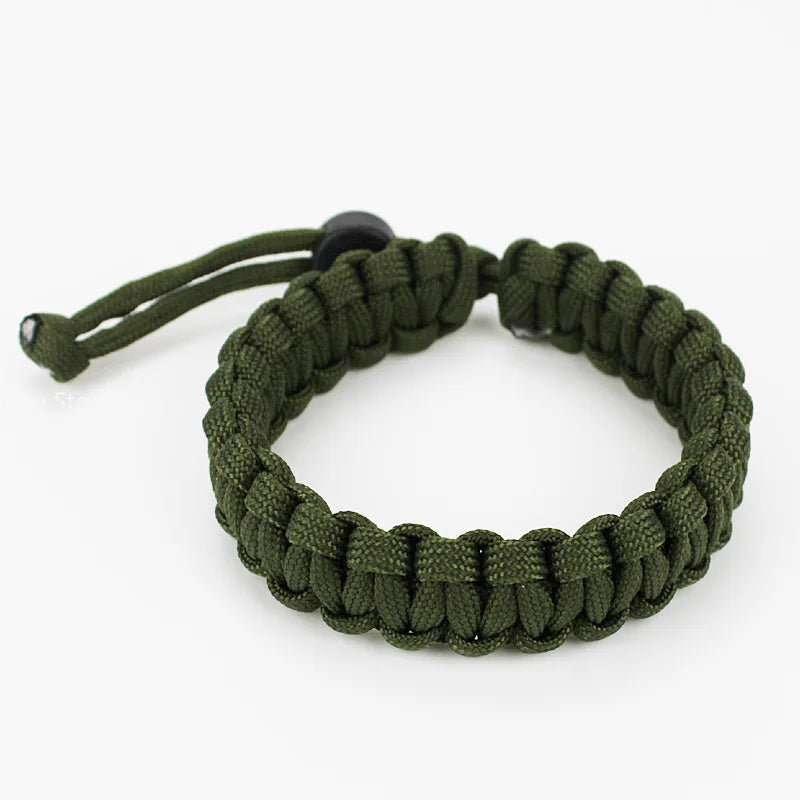 Adjustable Men Women Survival Emergency Bracelet Paracord Bracelet Weaving Wristband for Camping Hiking Outdoor Tool Accessories