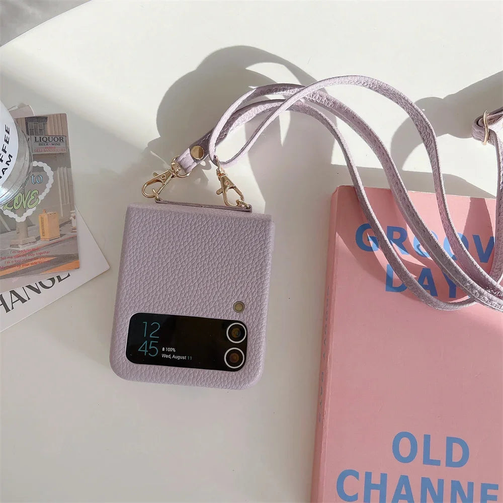 szHAIyu Crossbody PU Leather Phone Case for Samsung Galaxy Z Flip 6 5 4 3