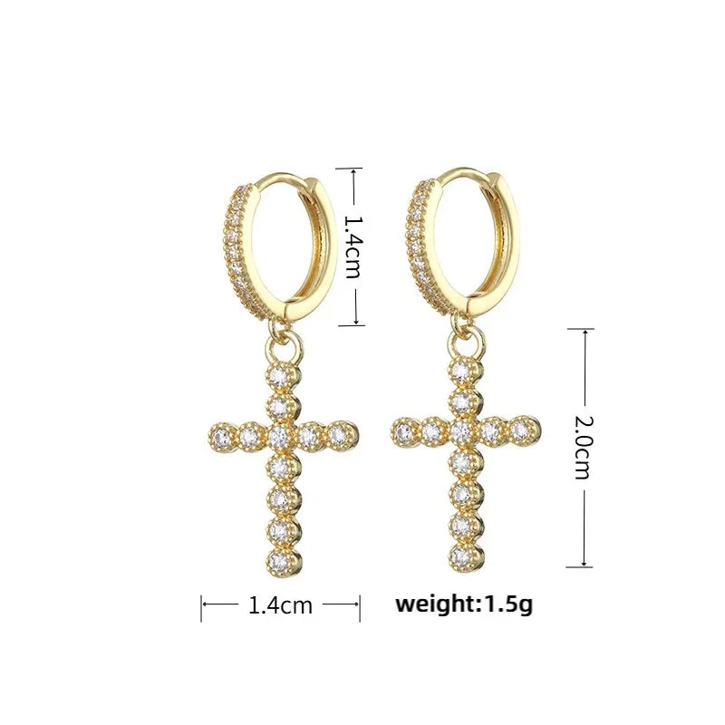 HypeHub Color Diamond Cross Hoop Earrings – American Style Ear Clip