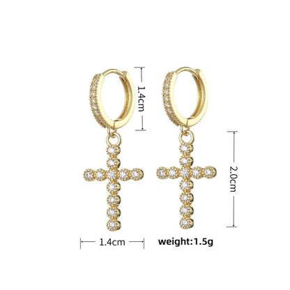 HypeHub Color Diamond Cross Hoop Earrings – American Style Ear Clip