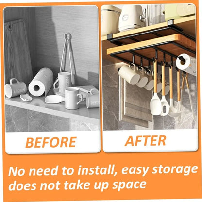 HypeHub Under Cabinet Kitchen Hanging Organizer Rack – Metal Hooks