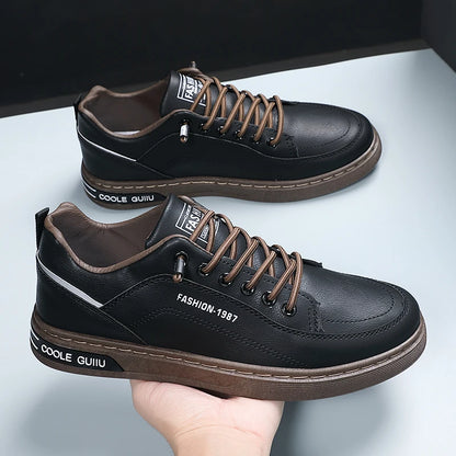 Men's Casual Leather Sneakers Waterproof Vulcanized Shoes Men Comforthable Spring Sneakers Casual Shoes zapatos altos hombre