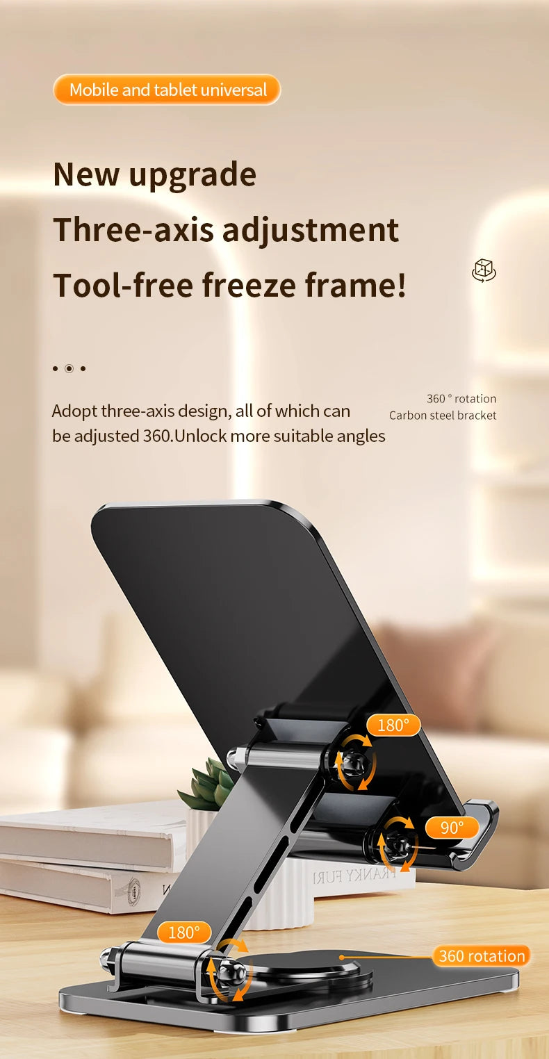 VIKEFON Universal Aluminum Alloy Foldable Phone & Tablet Stand – Adjustable