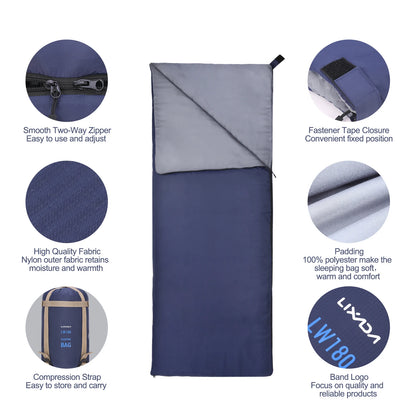 Lixada 190 * 75cm Outdoor Envelope Sleeping Bag Camping Travel Hiking Multifunction Ultra-light 680g