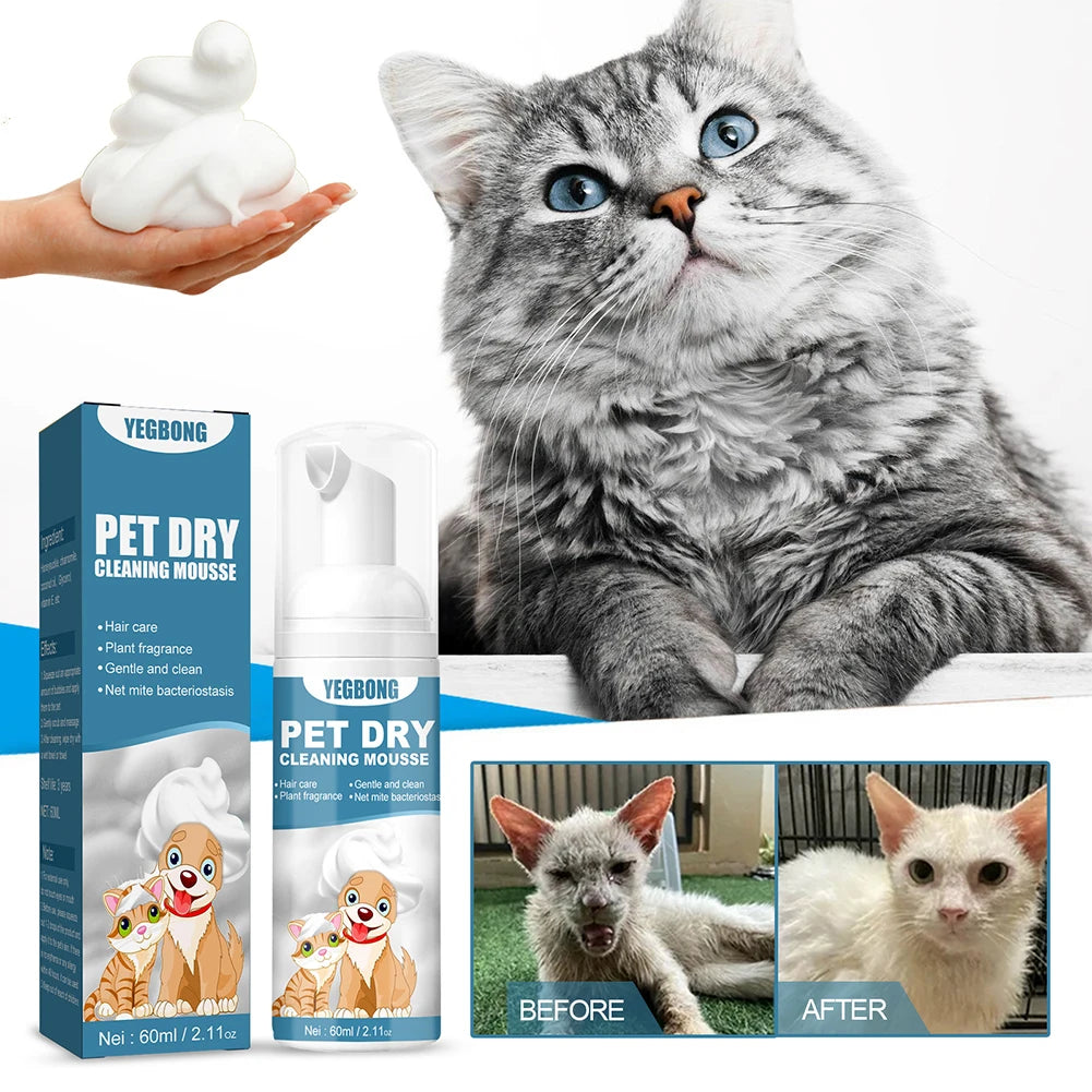 Portable Dog Dry Cleaning Shampoo Great Smelling Cat Dry Shampoo Deodorant No Rinse Cleaner for Pet Outdoor Travel Bath Supplies
