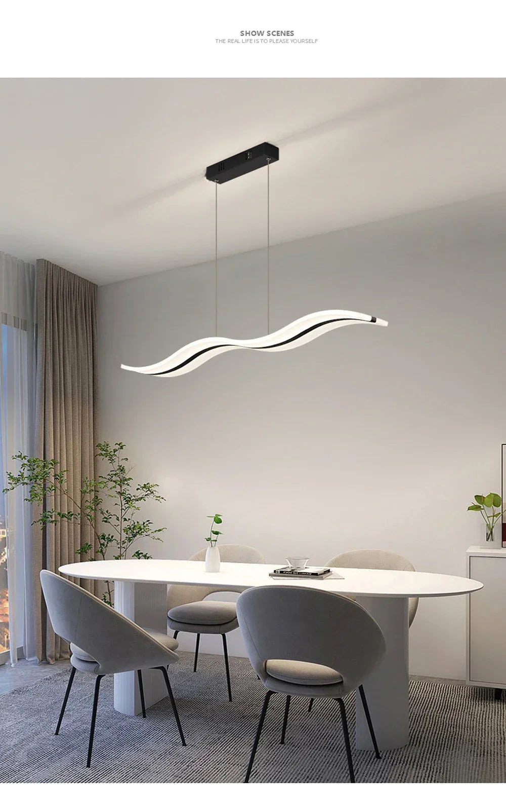 Qyartistry Modern LED Chandelier – Polished Chrome Linear Pendant Lamp