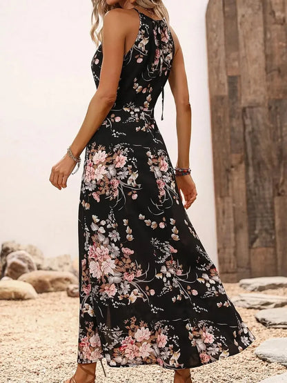New Hot Sale Of The Season Spring Summer Floral Print Off-Shoulder Maxi Dress Sleeveless Gown Elegant Women's Fashion Long Eveni