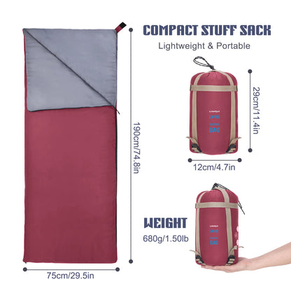 Lixada 190 * 75cm Outdoor Envelope Sleeping Bag Camping Travel Hiking Multifunction Ultra-light 680g