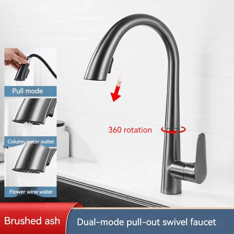 HypeHub Pull-Out Kitchen Faucet – Single Handle Hot & Cold Mixer