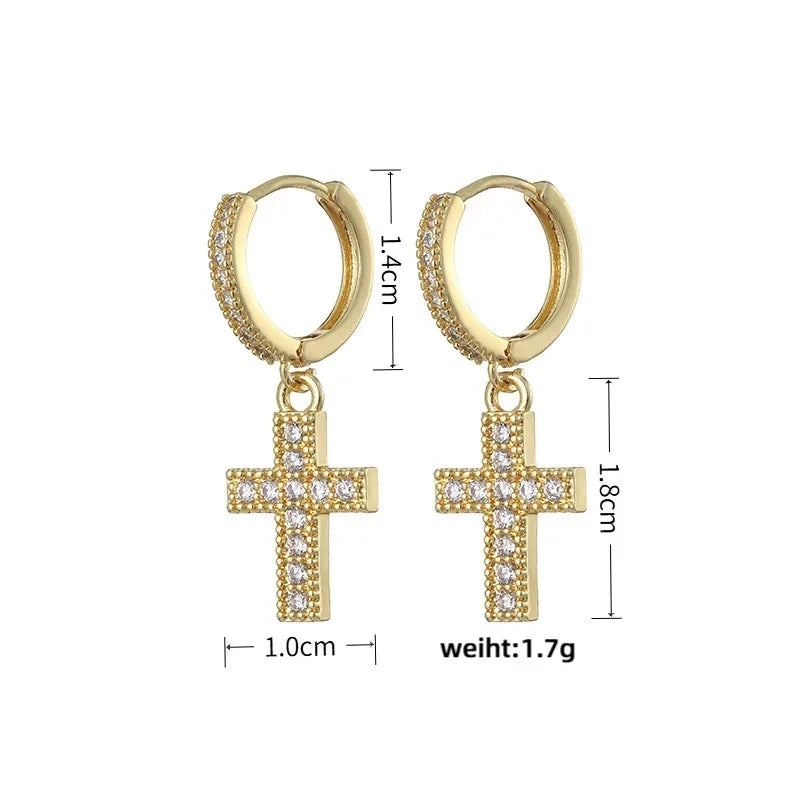 HypeHub Color Diamond Cross Hoop Earrings – American Style Ear Clip
