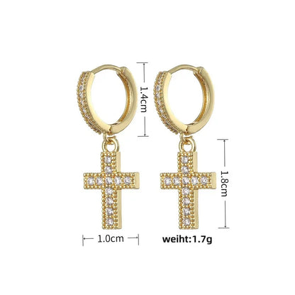 HypeHub Color Diamond Cross Hoop Earrings – American Style Ear Clip