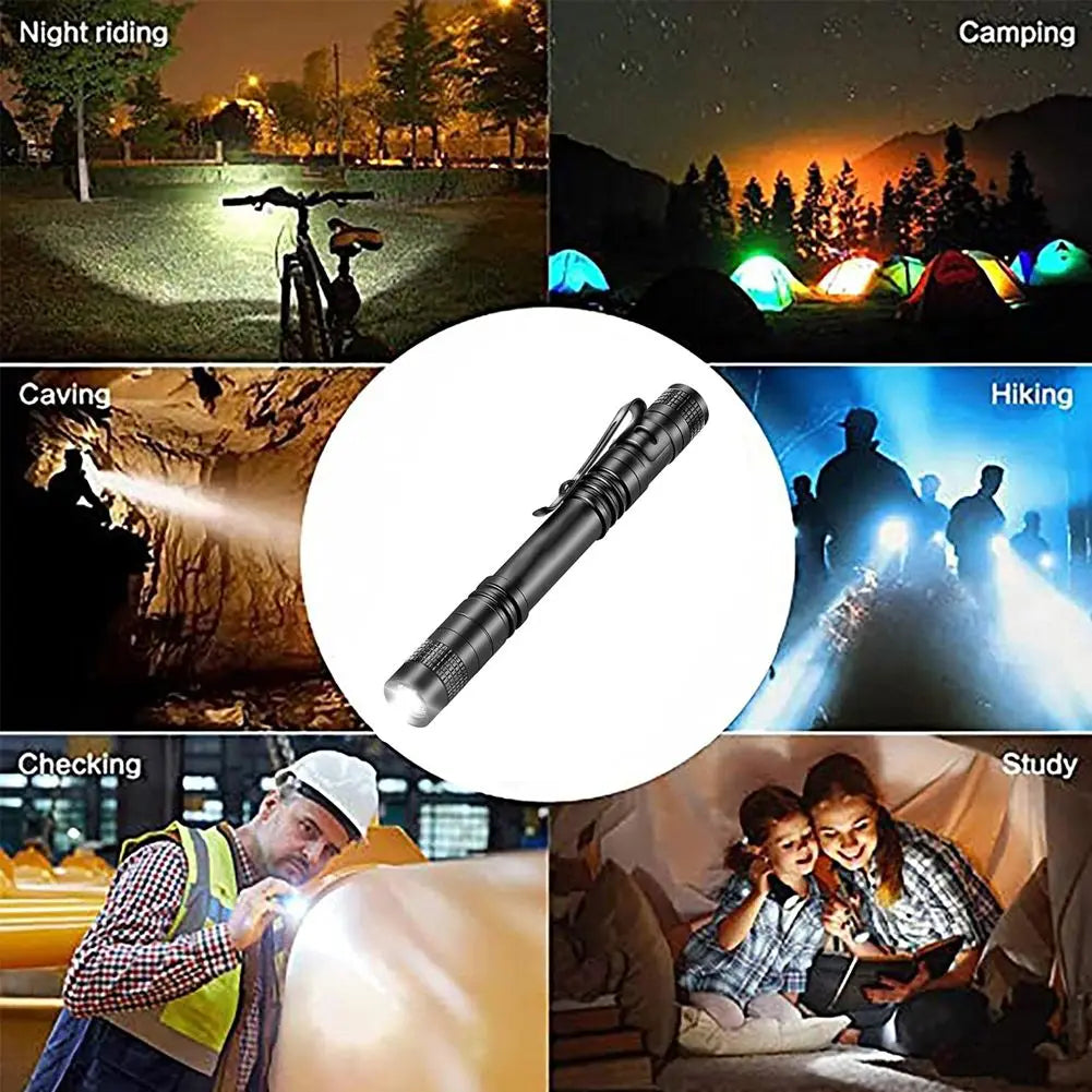 Mini LED Pen Torch Shape Portable Penholder Led Flashlight Night Walking Lighting Waterproof Pocket Torch Camping Accessories