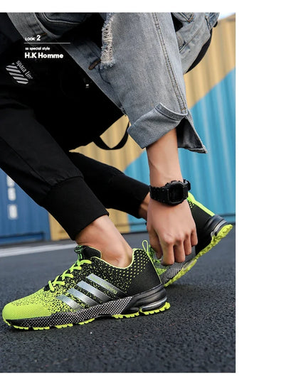 Men Sneakers Fashion Breathable Mesh Comfortable Black Sports Shoes Anti-Slip Outdoor Casual Running Mens Shoe Zapatillas Hombre