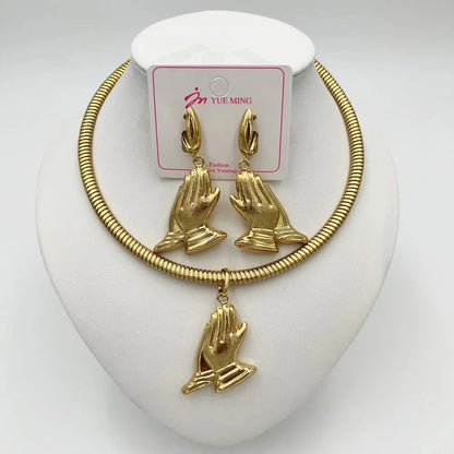 YMChoice Dubai 18K Gold Plated Water Drop Necklace & Earrings Set