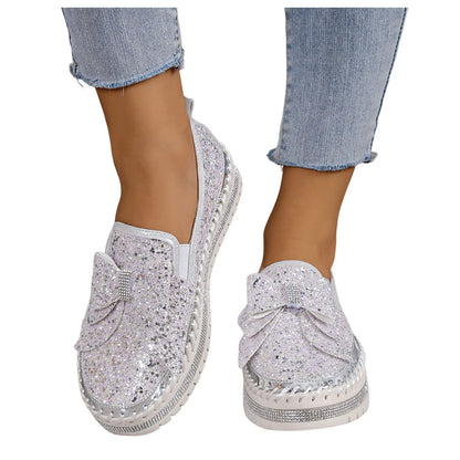 Women'S Sneakers Women'S Fashion Sequin Bow Casual Shoes Slip On Casual Comfortable Shoes лоферы женские