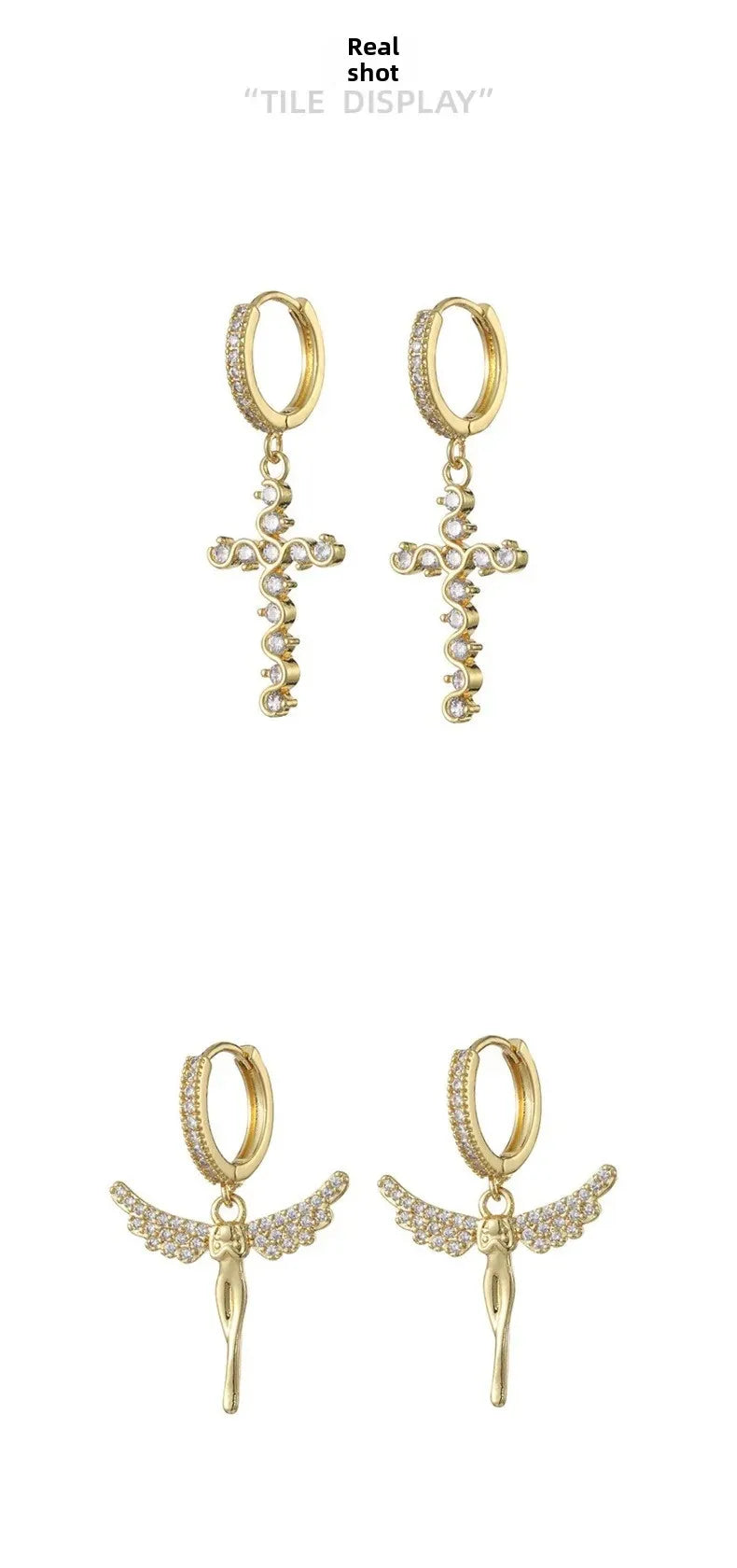 HypeHub Color Diamond Cross Hoop Earrings – American Style Ear Clip