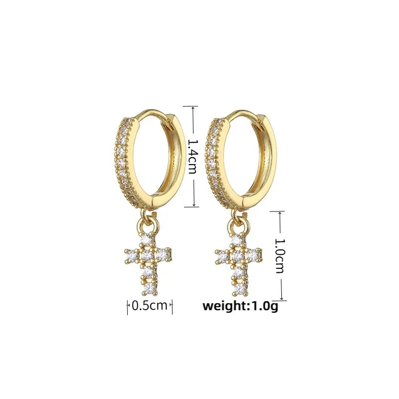HypeHub Color Diamond Cross Hoop Earrings – American Style Ear Clip