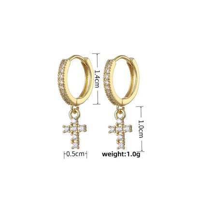 HypeHub Color Diamond Cross Hoop Earrings – American Style Ear Clip