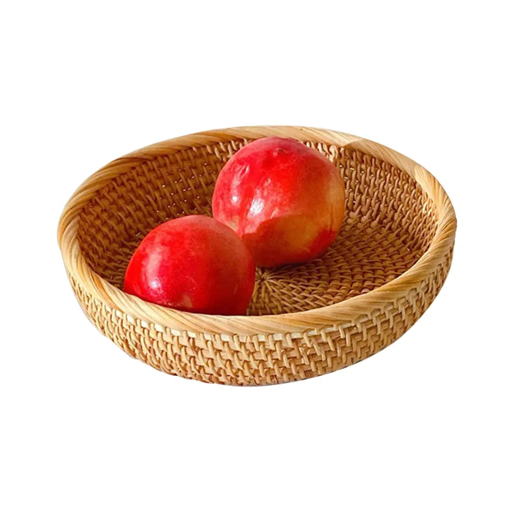 Shunmaii Hand-Woven Rattan Storage Basket – Natural Food Platter & Tray