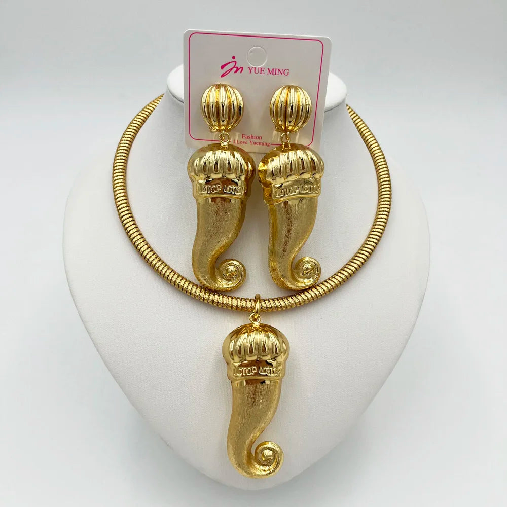 YMChoice Dubai 18K Gold Plated Water Drop Necklace & Earrings Set