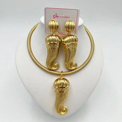 YMChoice Dubai 18K Gold Plated Water Drop Necklace & Earrings Set