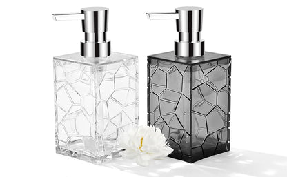 Clear Acrylic Liquid Hand Soap Dispenser（10oz） with Silver ABS Rust-Proof Pump for Bathroom, Kitchen, Countertop Transparent
