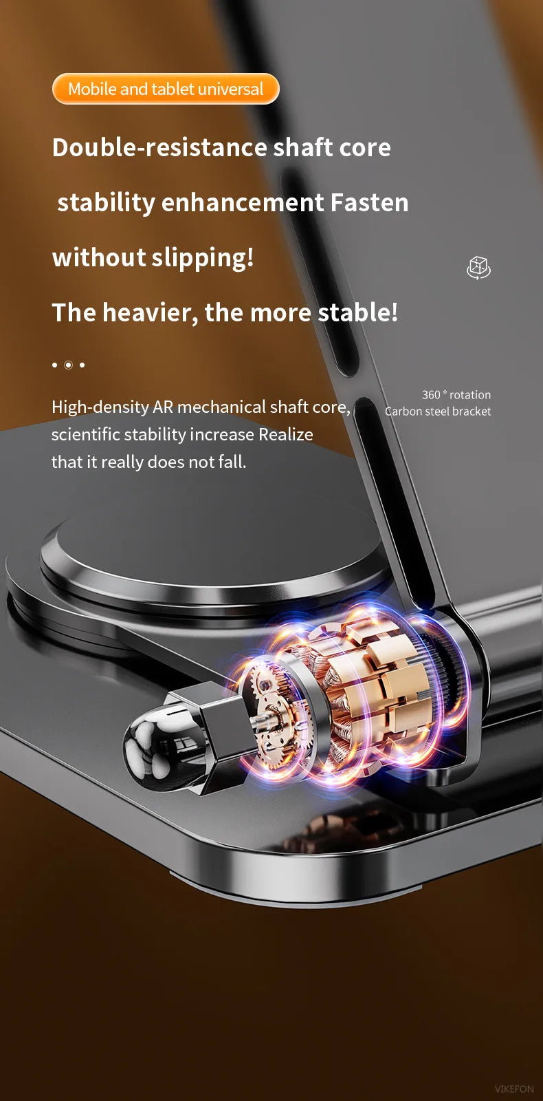 VIKEFON Universal Aluminum Alloy Foldable Phone & Tablet Stand – Adjustable