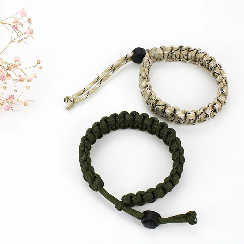 Adjustable Men Women Survival Emergency Bracelet Paracord Bracelet Weaving Wristband for Camping Hiking Outdoor Tool Accessories