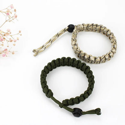 Adjustable Men Women Survival Emergency Bracelet Paracord Bracelet Weaving Wristband for Camping Hiking Outdoor Tool Accessories