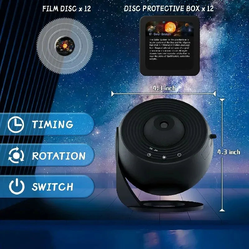 Galaxy Projector for Bedroom, HD Image Star Projector Galaxy Light Adjustable Knob, 13 Film Discs Planetarium Projector for Kids