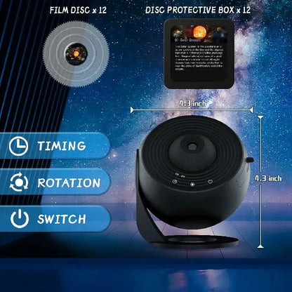 Galaxy Projector for Bedroom, HD Image Star Projector Galaxy Light Adjustable Knob, 13 Film Discs Planetarium Projector for Kids