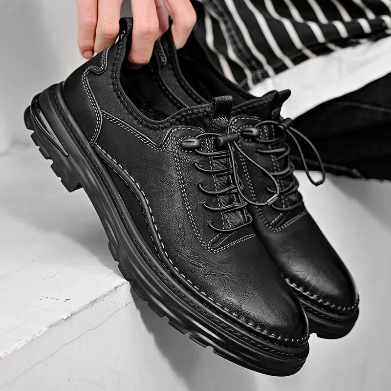 Solid Color Casual Board Shoes Versatile Trendy Sports Sneakers Fashion Lace Up Mens Oxford Shoes Retro Style Male Business Shoe