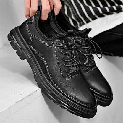 Solid Color Casual Board Shoes Versatile Trendy Sports Sneakers Fashion Lace Up Mens Oxford Shoes Retro Style Male Business Shoe