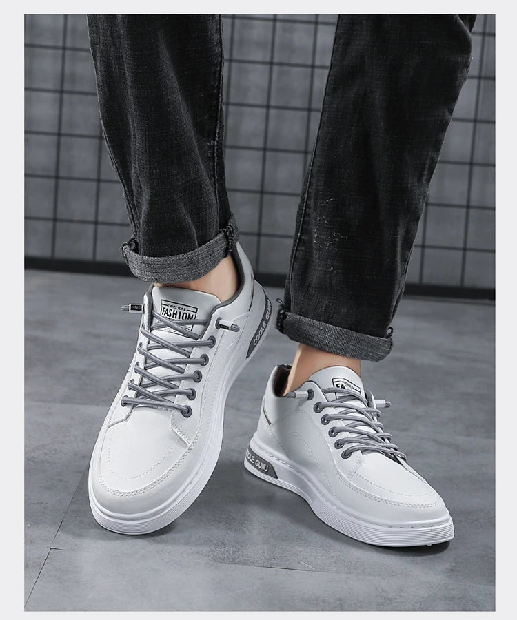 Men's Casual Leather Sneakers Waterproof Vulcanized Shoes Men Comforthable Spring Sneakers Casual Shoes zapatos altos hombre