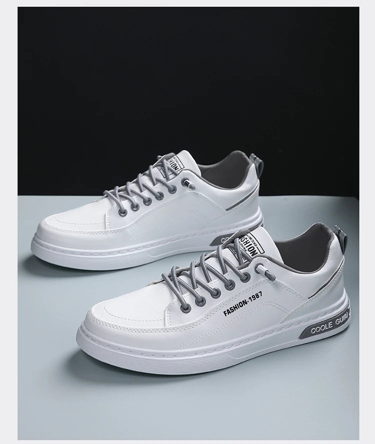Men's Casual Leather Sneakers Waterproof Vulcanized Shoes Men Comforthable Spring Sneakers Casual Shoes zapatos altos hombre