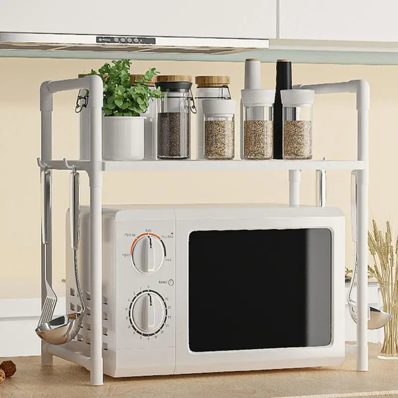 HypeHub Multi-Layer Metal Microwave Oven Rack – Adjustable Kitchen Storage