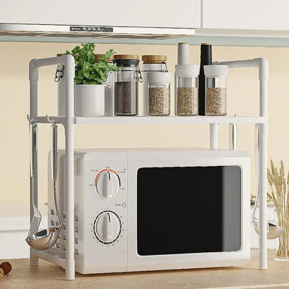 HypeHub Multi-Layer Metal Microwave Oven Rack – Adjustable Kitchen Storage