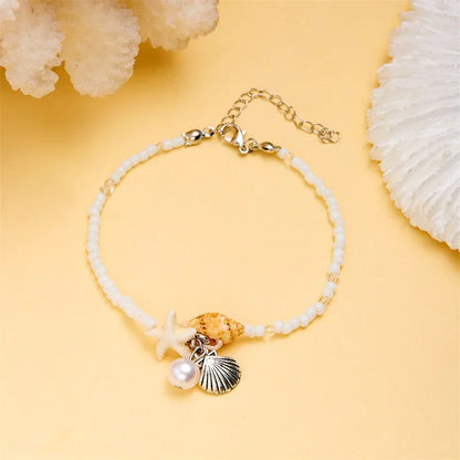 MOONBIFFY Bohemian Shell Bead Bracelet – Women's Ocean Star Turtle Woven