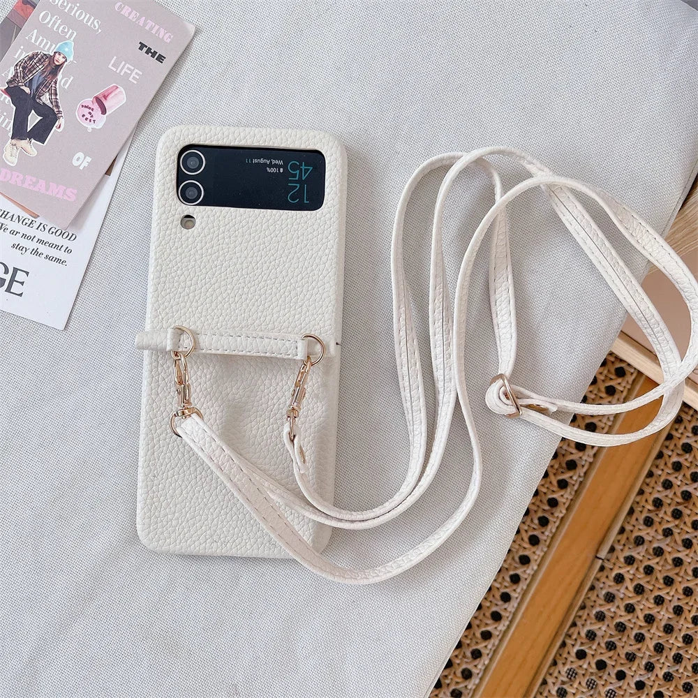 szHAIyu Crossbody PU Leather Phone Case for Samsung Galaxy Z Flip 6 5 4 3