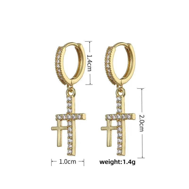 HypeHub Color Diamond Cross Hoop Earrings – American Style Ear Clip